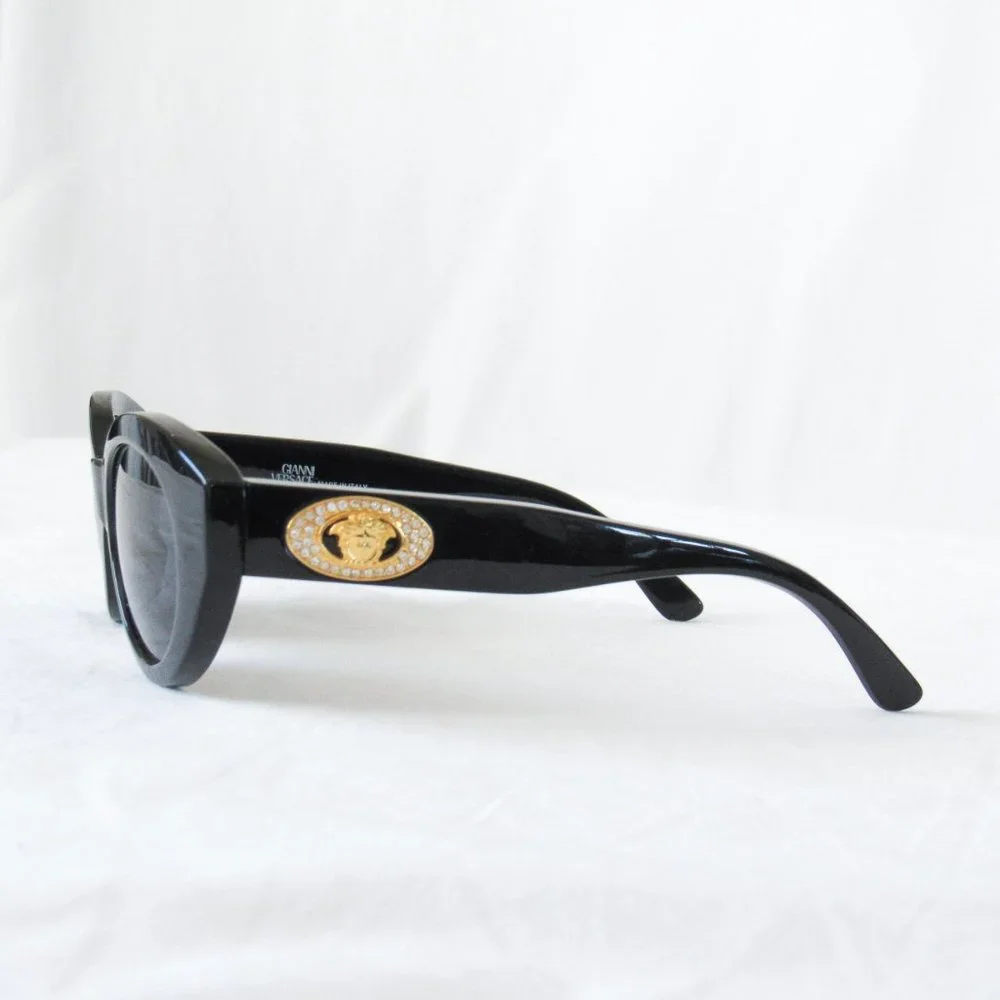 VERY RARE! AUTHENTIC VTG 1990’S GIANNI VERSACE BLACK DESIGNER SUNGLASSES CZ - Picture 10 of 15